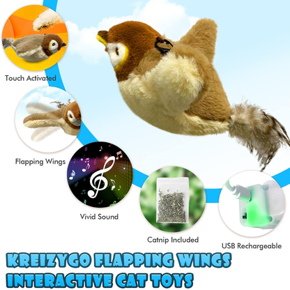 KreizyGo Flapping Sparrow – Touch-Activated Fun for Cats and Small Dogs