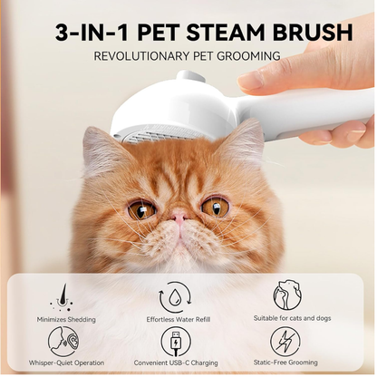 Pet Steam Brush 3-in-1 — Gentle Mist Comb for Easy Grooming & Less Shedding