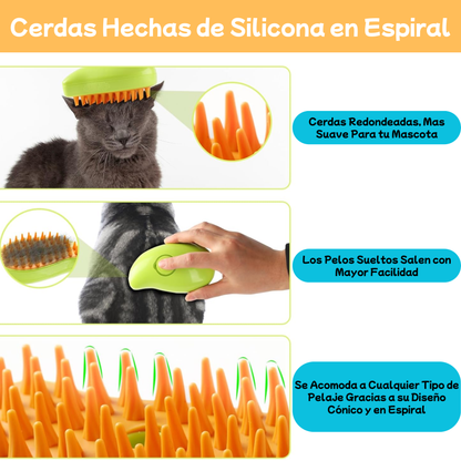 Cepillo a Vapor Recargable 3 en 1 para Mascotas