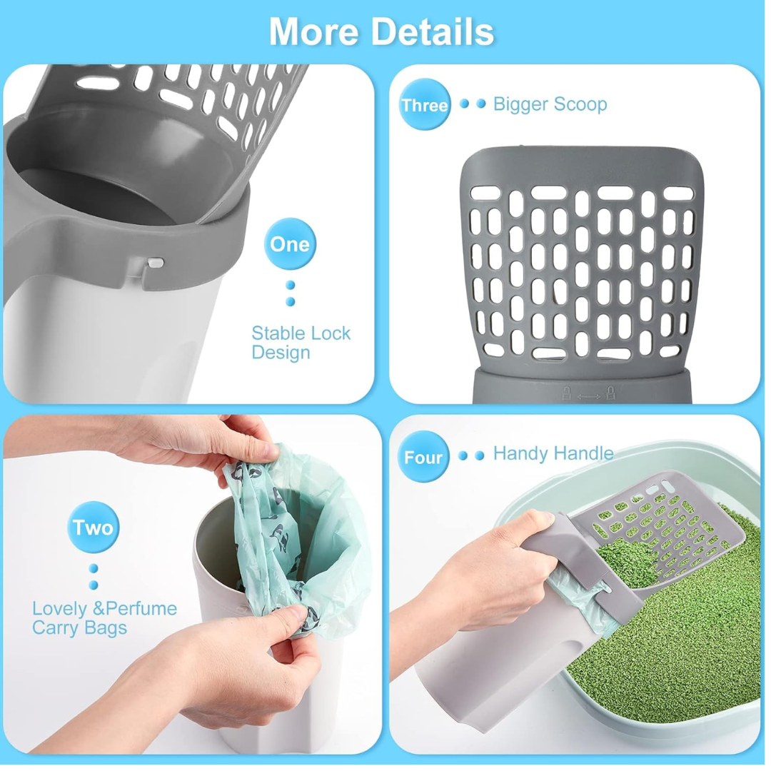 Litter Scooper with Holder – Easy and Hands-Free Cat Litter Cleaning