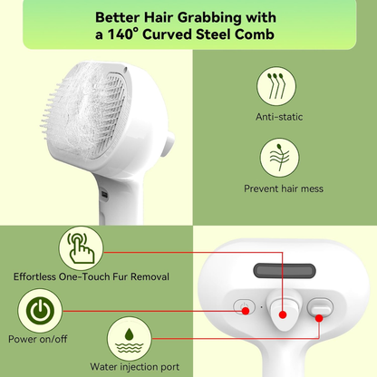 Pet Steam Brush 3-in-1 — Gentle Mist Comb for Easy Grooming & Less Shedding