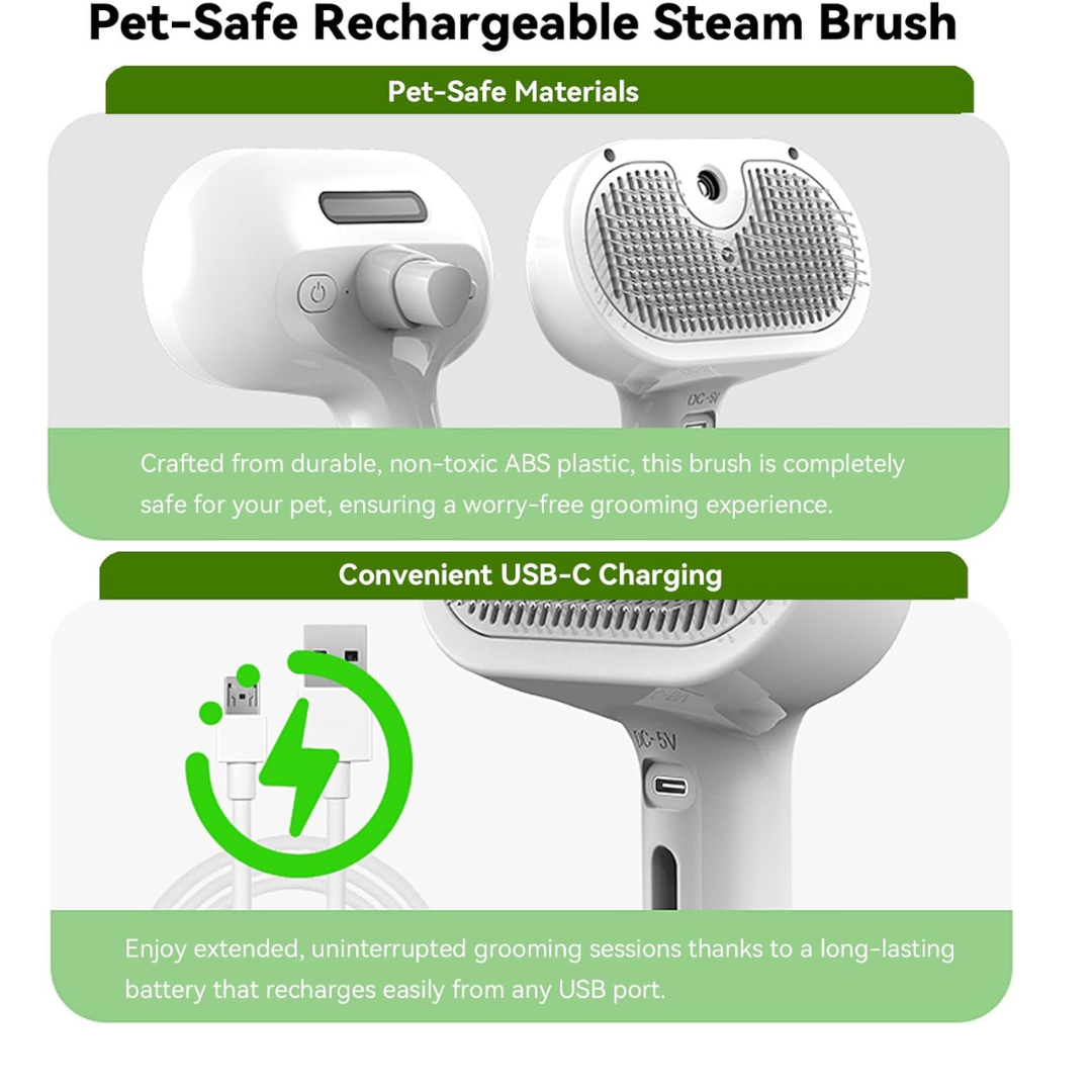 Pet Steam Brush 3-in-1 — Gentle Mist Comb for Easy Grooming & Less Shedding
